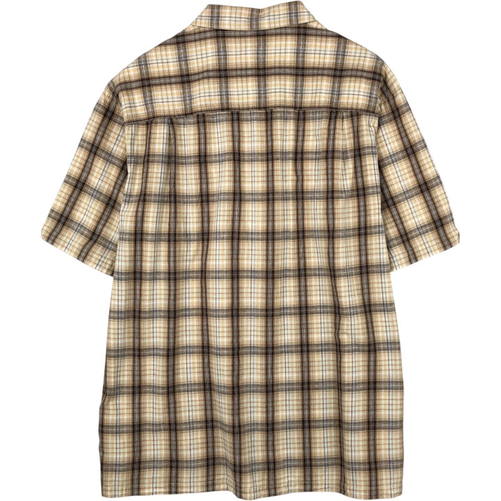 2000'S Columbia Short Sleeve Cotton Check Box Shirt, Men's Size L cotton ocher yellow type Vintage Second Hand
