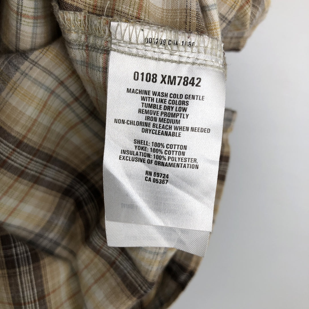 2000'S Columbia Short Sleeve Cotton Check Box Shirt, Men's Size L cotton ocher yellow type Vintage Second Hand
