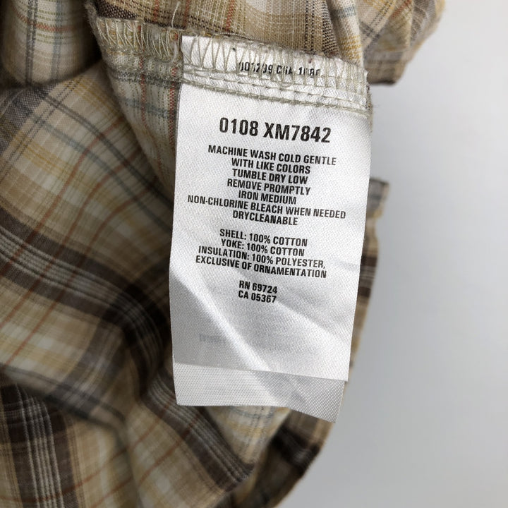 2000'S Columbia Short Sleeve Cotton Check Box Shirt, Men's Size L cotton ocher yellow type Vintage Second Hand
