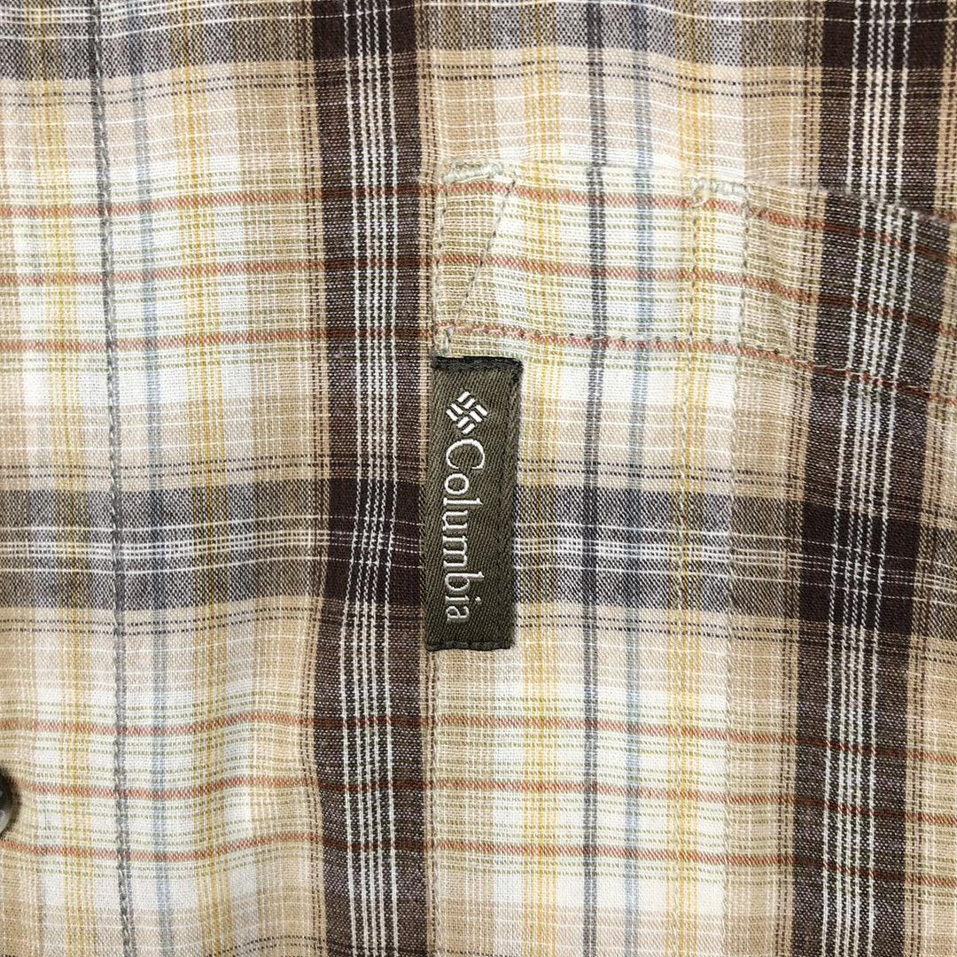 2000'S Columbia Short Sleeve Cotton Check Box Shirt, Men's Size L cotton ocher yellow type Vintage Second Hand