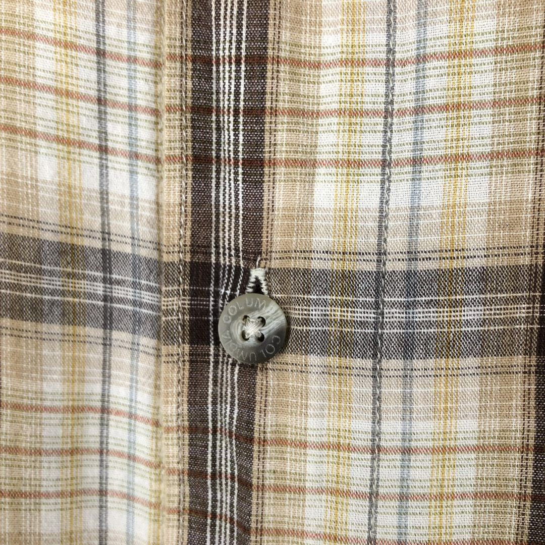 2000'S Columbia Short Sleeve Cotton Check Box Shirt, Men's Size L cotton ocher yellow type Vintage Second Hand