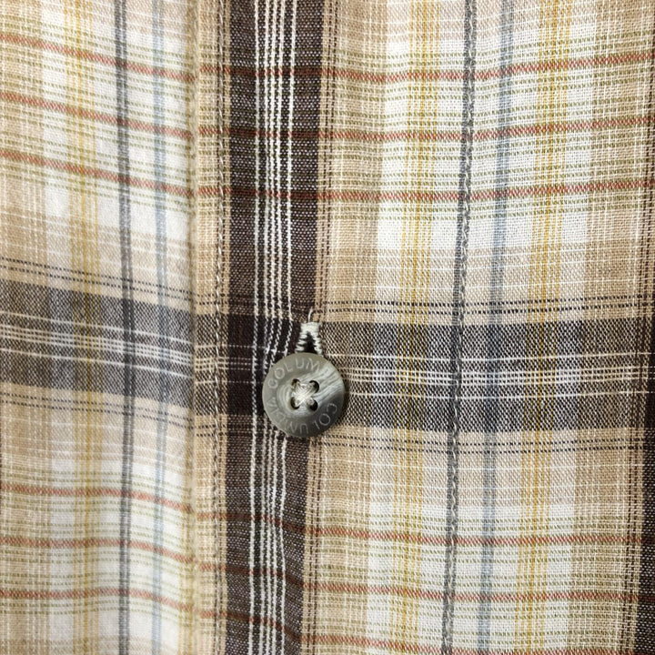 2000'S Columbia Short Sleeve Cotton Check Box Shirt, Men's Size L cotton ocher yellow type Vintage Second Hand