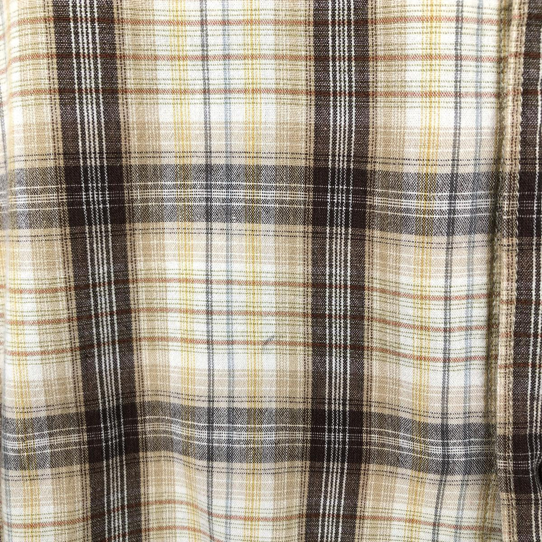2000'S Columbia Short Sleeve Cotton Check Box Shirt, Men's Size L cotton ocher yellow type Vintage Second Hand