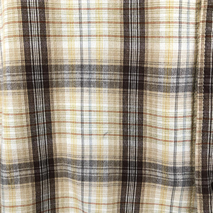 2000'S Columbia Short Sleeve Cotton Check Box Shirt, Men's Size L cotton ocher yellow type Vintage Second Hand