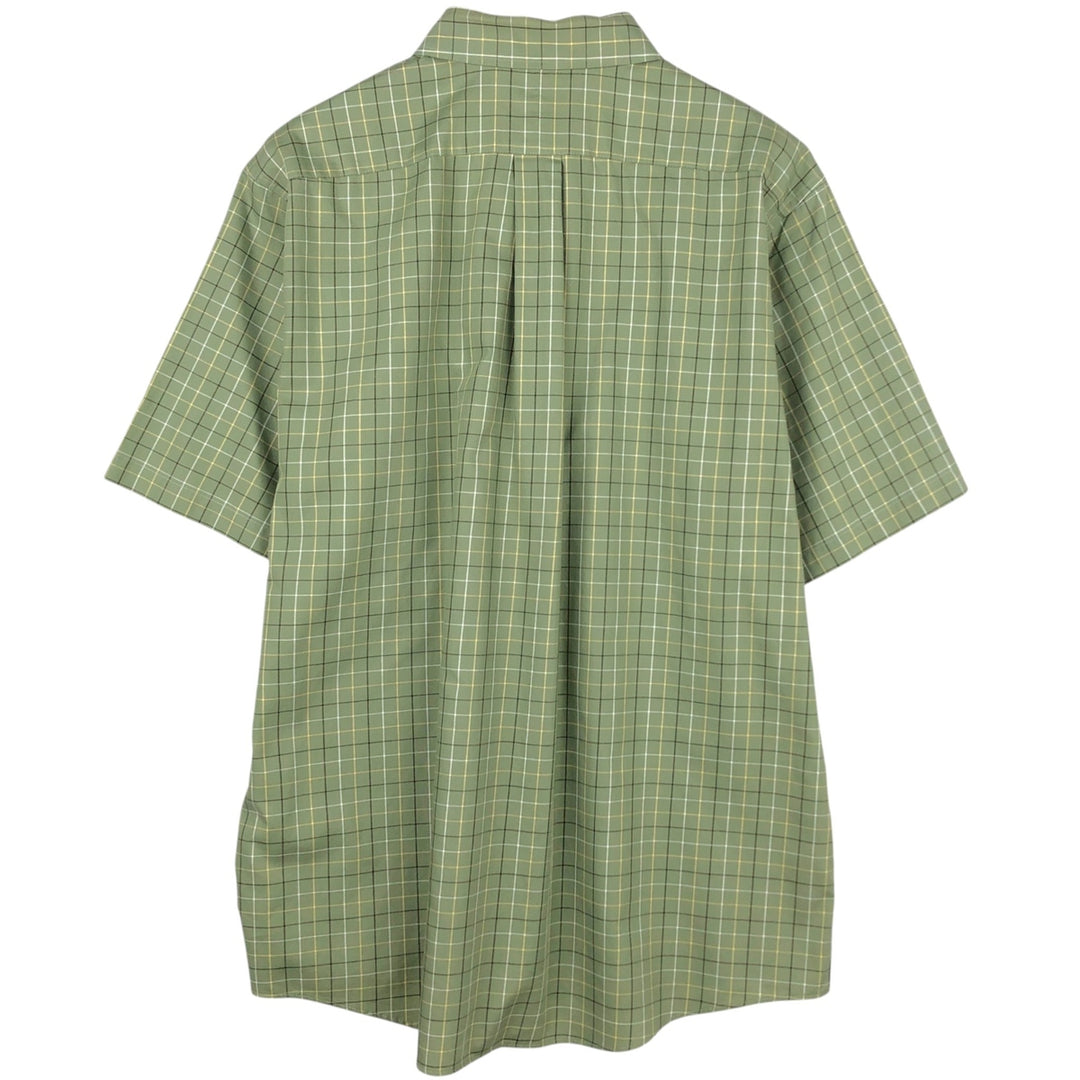 90s-00'S LLBean Short-Sleeve Button-Down Check Shirt, Men's Size L (approx.), Vintage cotton Khaki type Vintage Second Hand
