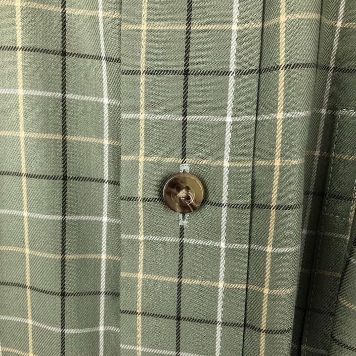 90s-00'S LLBean Short-Sleeve Button-Down Check Shirt, Men's Size L (approx.), Vintage cotton Khaki type Vintage Second Hand
