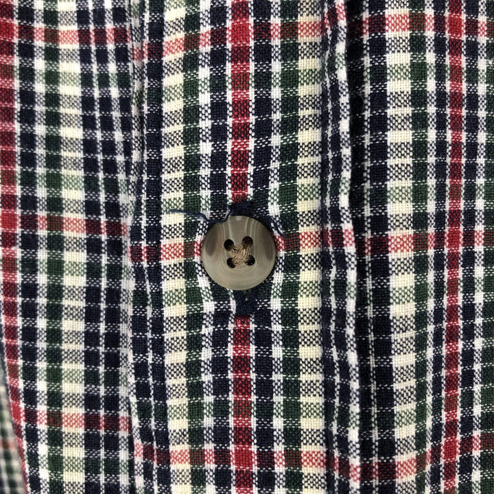 1990'S Eddie Bauer Short-Sleeve Button-Down Check Shirt, Men's Size XL (Equivalent), Vintage cotton navy blue type Vintage Second Hand