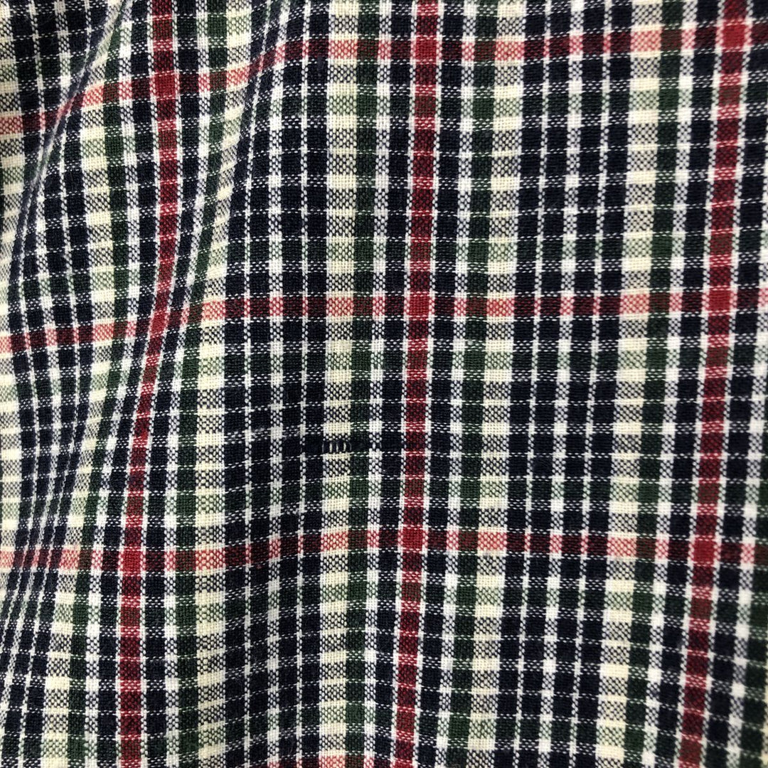 1990'S Eddie Bauer Short-Sleeve Button-Down Check Shirt, Men's Size XL (Equivalent), Vintage cotton navy blue type Vintage Second Hand