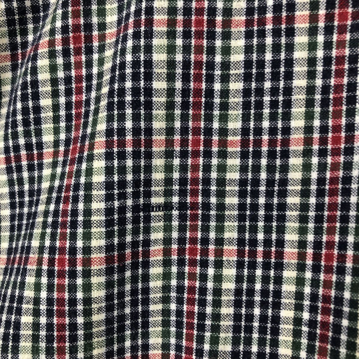1990'S Eddie Bauer Short-Sleeve Button-Down Check Shirt, Men's Size XL (Equivalent), Vintage cotton navy blue type Vintage Second Hand
