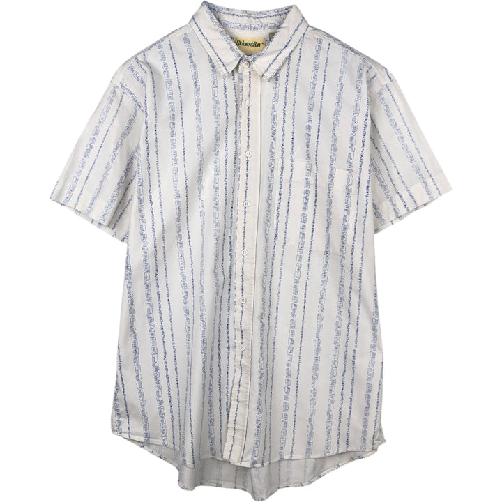 1990'S St. John's Bay all-over print short-sleeved cotton shirt, men's size XL equivalent, vintage. cotton white type Vintage Second Hand