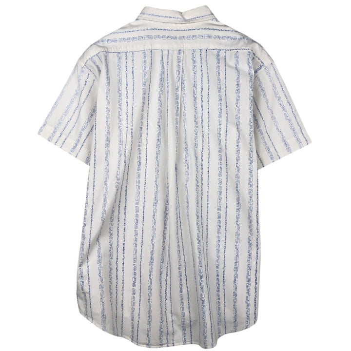 1990'S St. John's Bay all-over print short-sleeved cotton shirt, men's size XL equivalent, vintage. cotton white type Vintage Second Hand