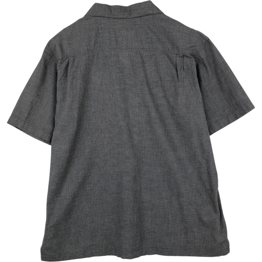 Calvin Klein check pattern short-sleeved open-collar cotton shirt, boxy fit, men's size XL. cotton Charcoal Vintage Second Hand