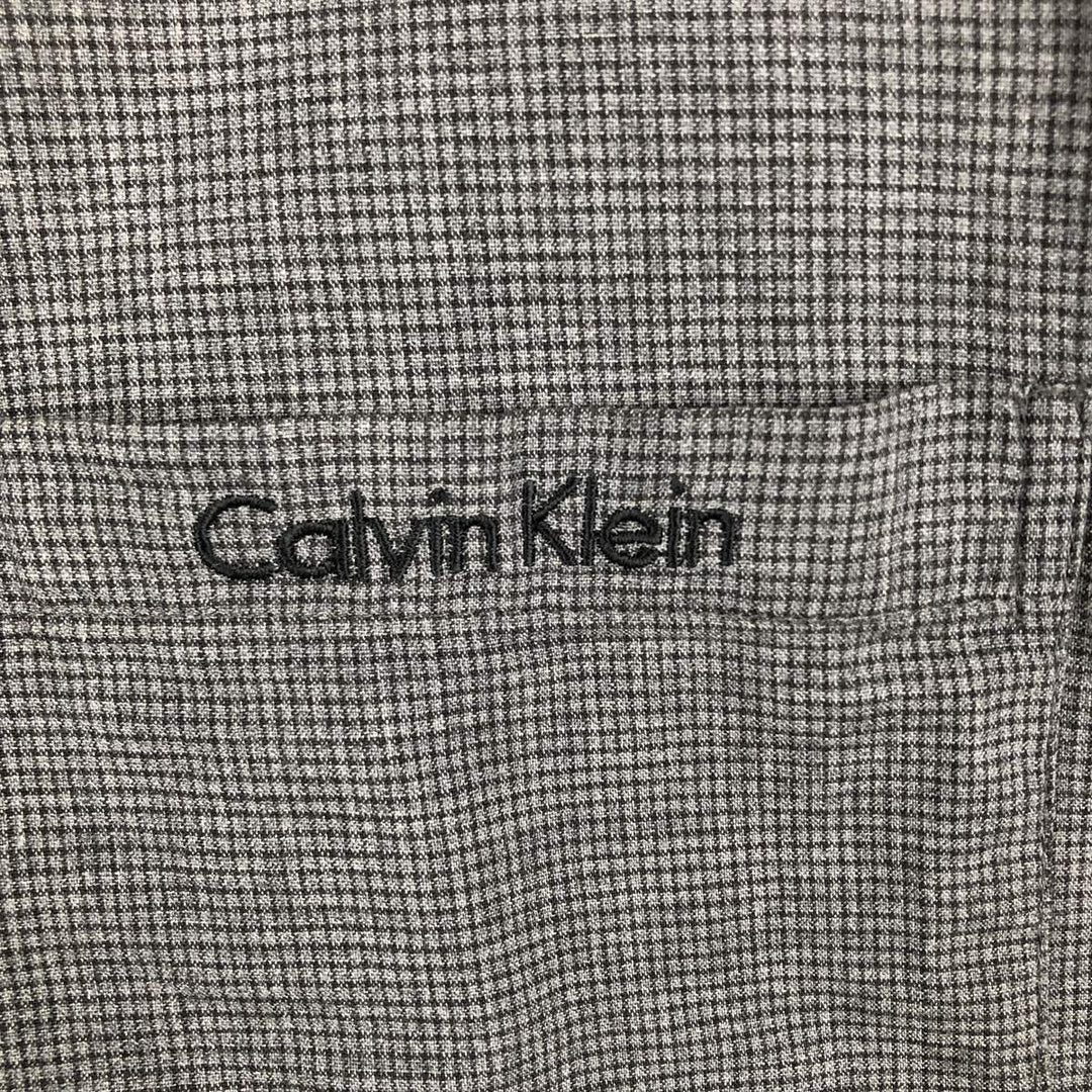 Calvin Klein check pattern short-sleeved open-collar cotton shirt, boxy fit, men's size XL. cotton Charcoal Vintage Second Hand