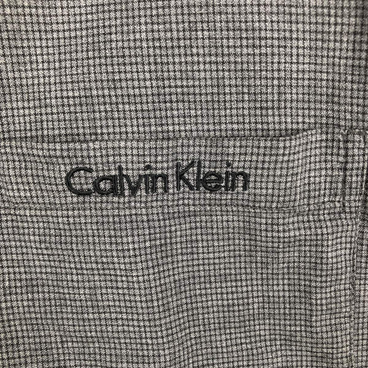Calvin Klein check pattern short-sleeved open-collar cotton shirt, boxy fit, men's size XL. cotton Charcoal Vintage Second Hand