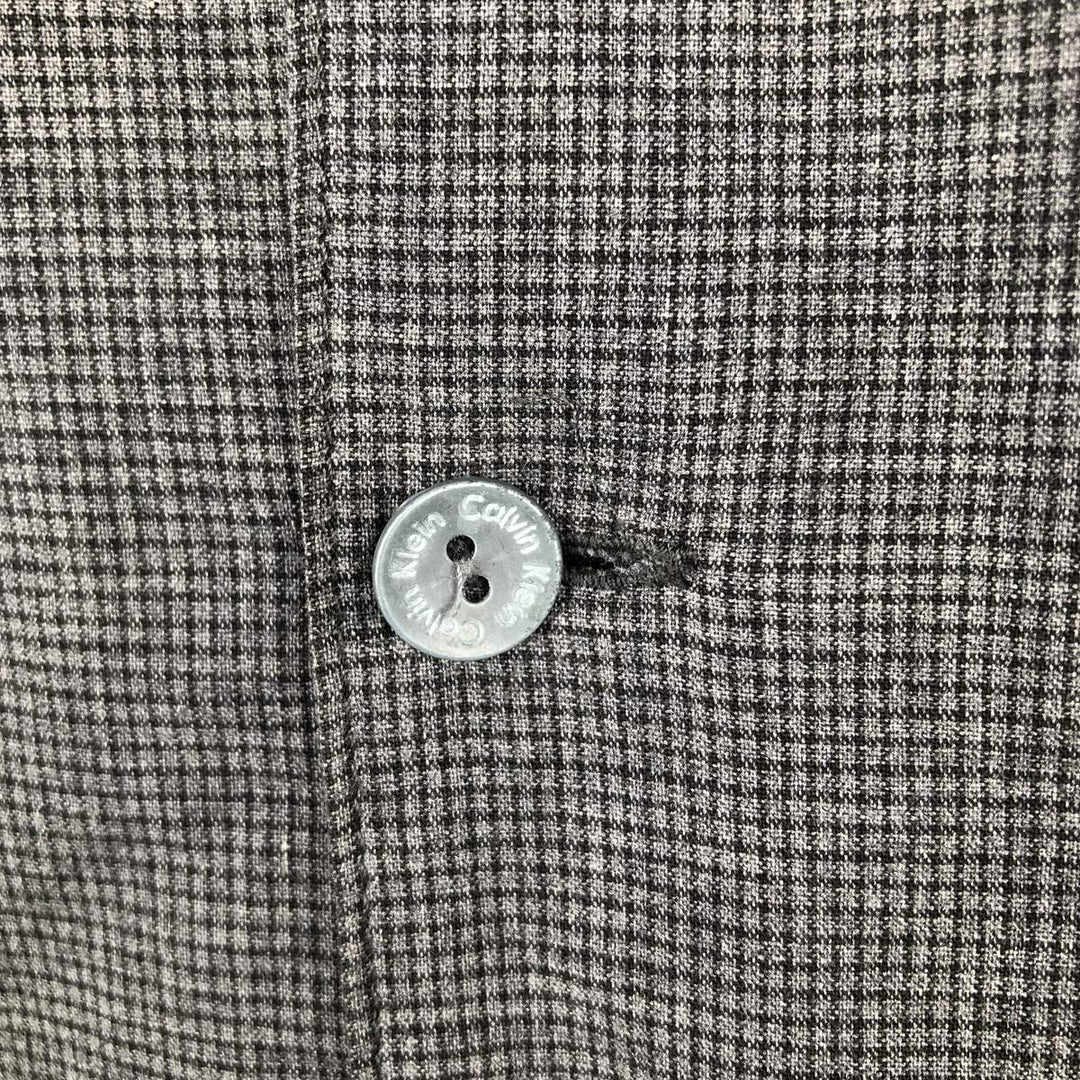 Calvin Klein check pattern short-sleeved open-collar cotton shirt, boxy fit, men's size XL. cotton Charcoal Vintage Second Hand