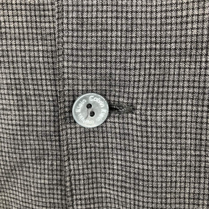 Calvin Klein check pattern short-sleeved open-collar cotton shirt, boxy fit, men's size XL. cotton Charcoal Vintage Second Hand