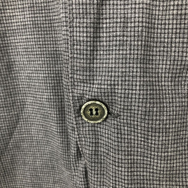 Calvin Klein check pattern short-sleeved open-collar cotton shirt, boxy fit, men's size XL. cotton Charcoal Vintage Second Hand