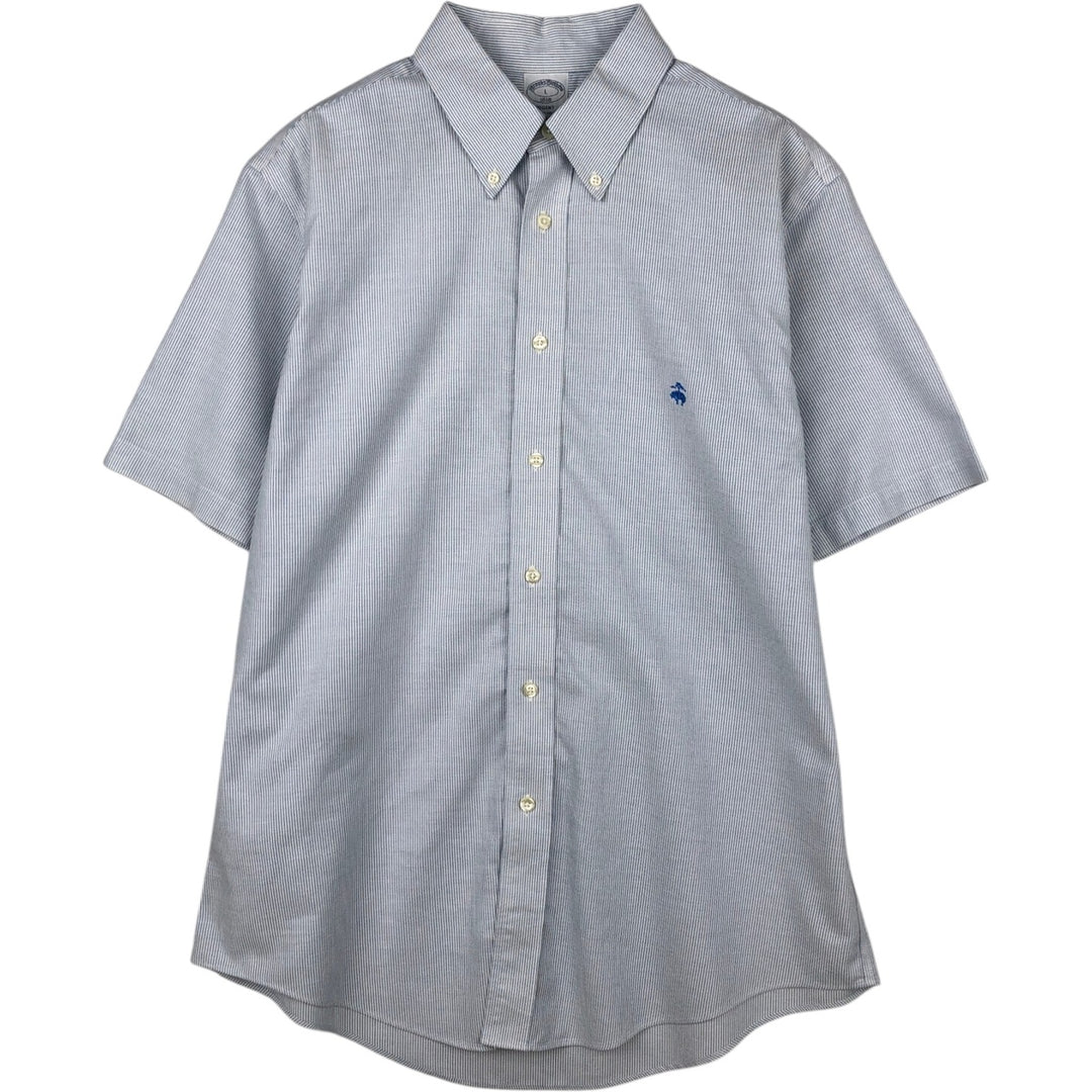 Brooks Brothers 1818 Short Sleeve Button Down Striped Shirt, Men's Size L cotton Blue type light blue Vintage Second Hand