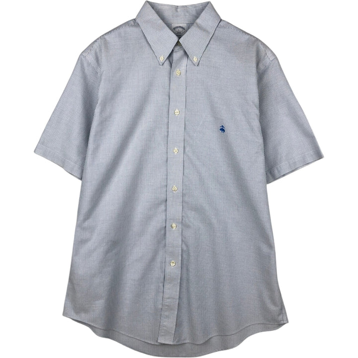 Brooks Brothers 1818 Short Sleeve Button Down Striped Shirt, Men's Size L cotton Blue type light blue Vintage Second Hand