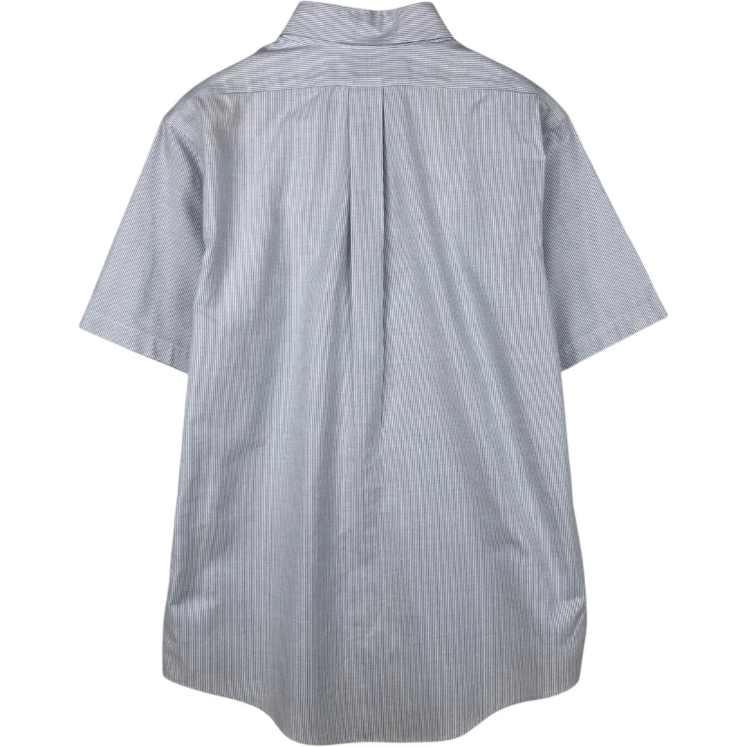 Brooks Brothers 1818 Short Sleeve Button Down Striped Shirt, Men's Size L cotton Blue type light blue Vintage Second Hand
