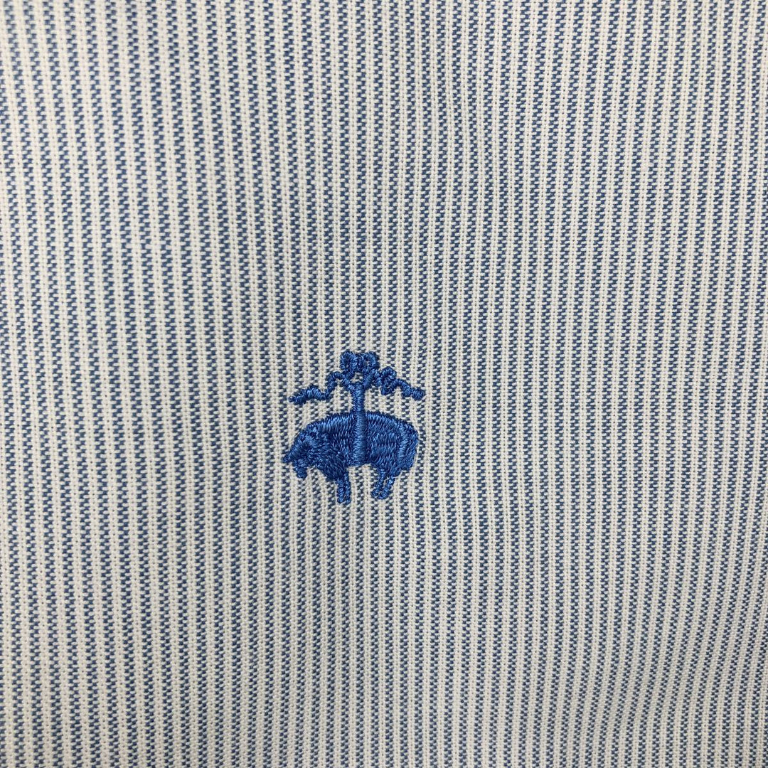 Brooks Brothers 1818 Short Sleeve Button Down Striped Shirt, Men's Size L cotton Blue type light blue Vintage Second Hand