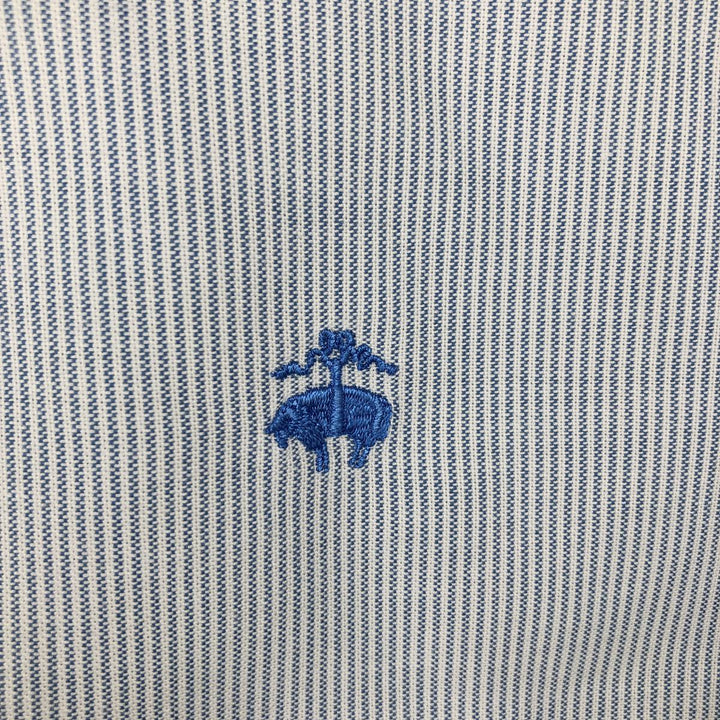 Brooks Brothers 1818 Short Sleeve Button Down Striped Shirt, Men's Size L cotton Blue type light blue Vintage Second Hand