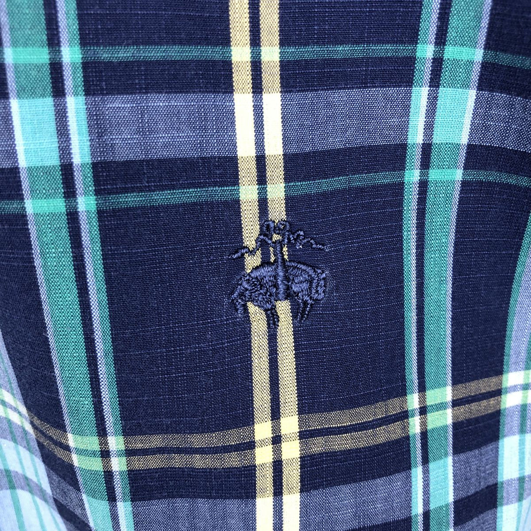Brooks Brothers Est.1818 REGENT Madras Check Long-Sleeve Button-Down Check Shirt, Men's Size L (approx.) cotton navy blue type Vintage Second Hand