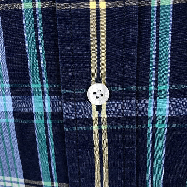 Brooks Brothers Est.1818 REGENT Madras Check Long-Sleeve Button-Down Check Shirt, Men's Size L (approx.) cotton navy blue type Vintage Second Hand