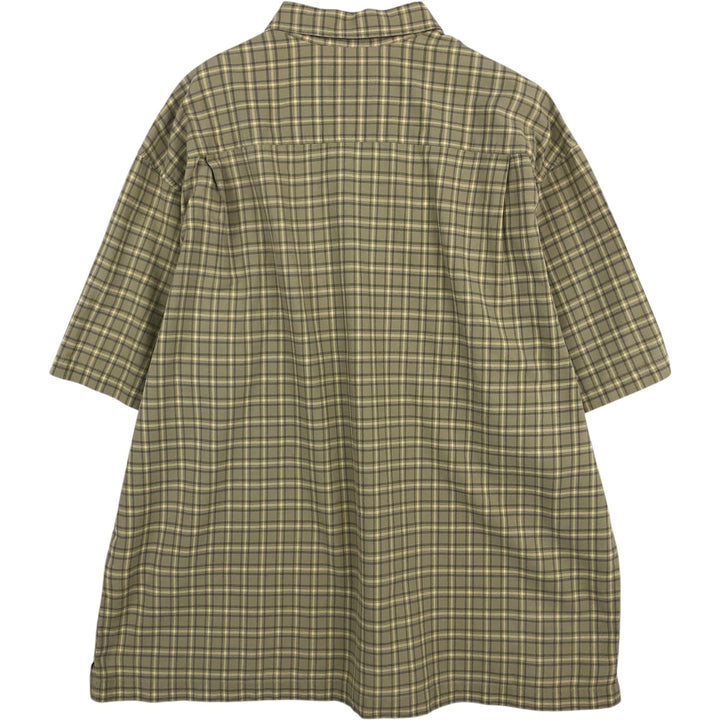 Eddie Bauer Half-Button Long-Sleeve Button-Down Check Shirt, Boxy Shirt, Men's Size XL cotton Khaki type Vintage Second Hand