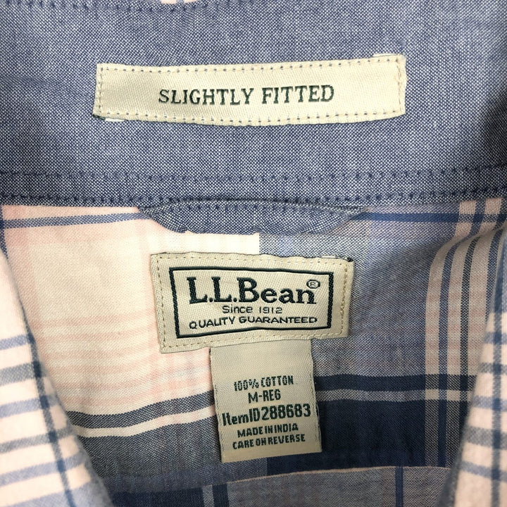 90s-00'S L.L.Bean Madras Check Short-Sleeve Cotton Check Shirt, Men's Size M (Equivalent), Vintage cotton pink type Vintage Second Hand