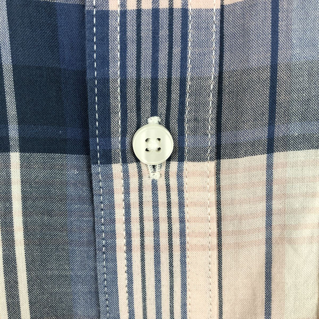 90s-00'S L.L.Bean Madras Check Short-Sleeve Cotton Check Shirt, Men's Size M (Equivalent), Vintage cotton pink type Vintage Second Hand