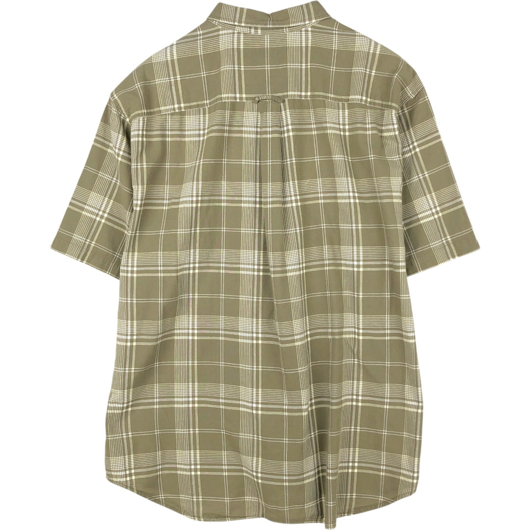 Eddie Bauer short sleeve button down check shirt, men's XL size cotton Khaki type Vintage Second Hand