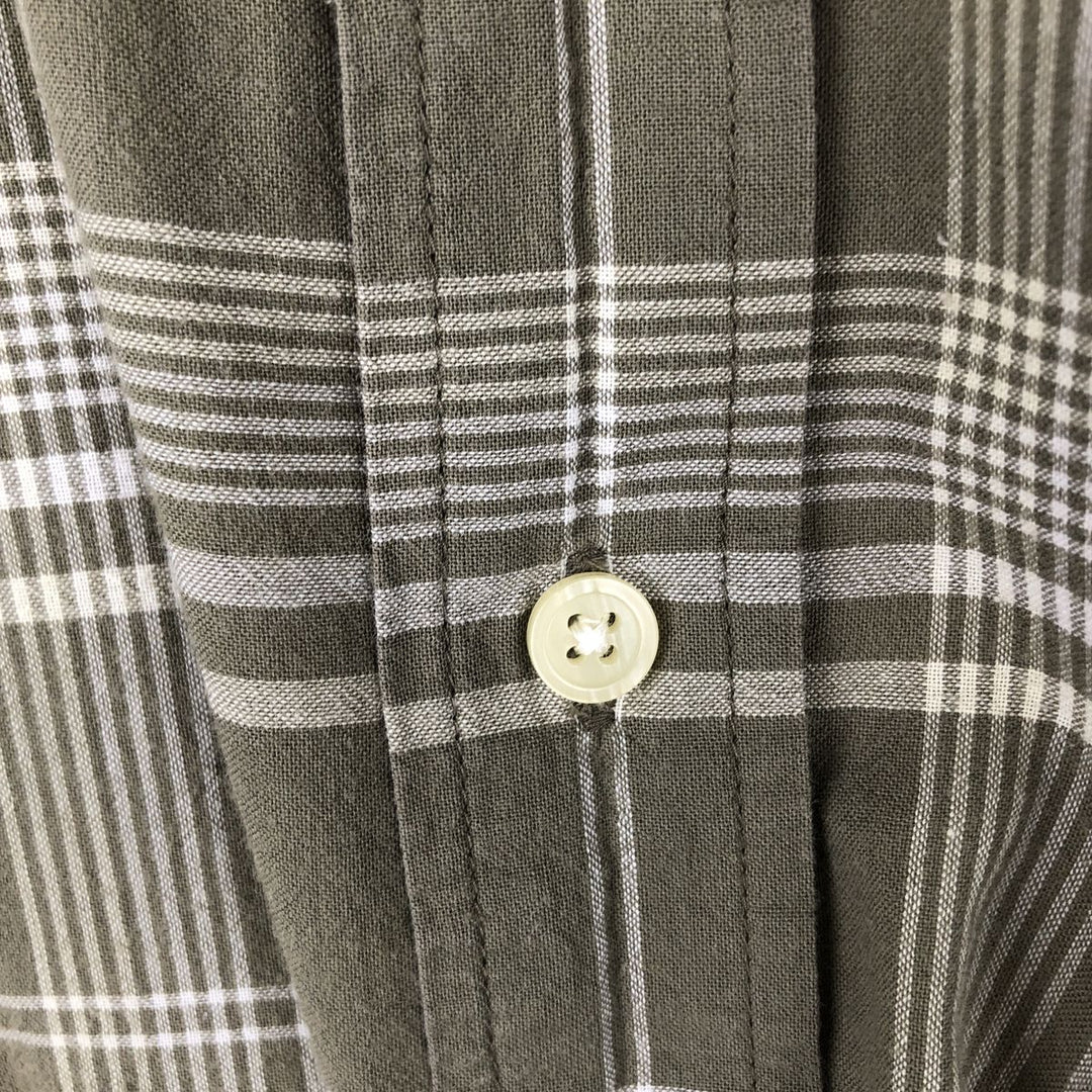 Eddie Bauer short sleeve button down check shirt, men's XL size cotton Khaki type Vintage Second Hand