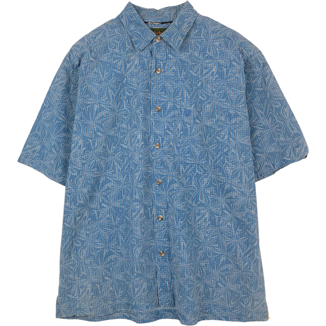 90s-00'S Timberland Check Pattern Short-Sleeve Cotton Shirt, Men's Size L (Equivalent), Vintage cotton blue type Vintage Second Hand