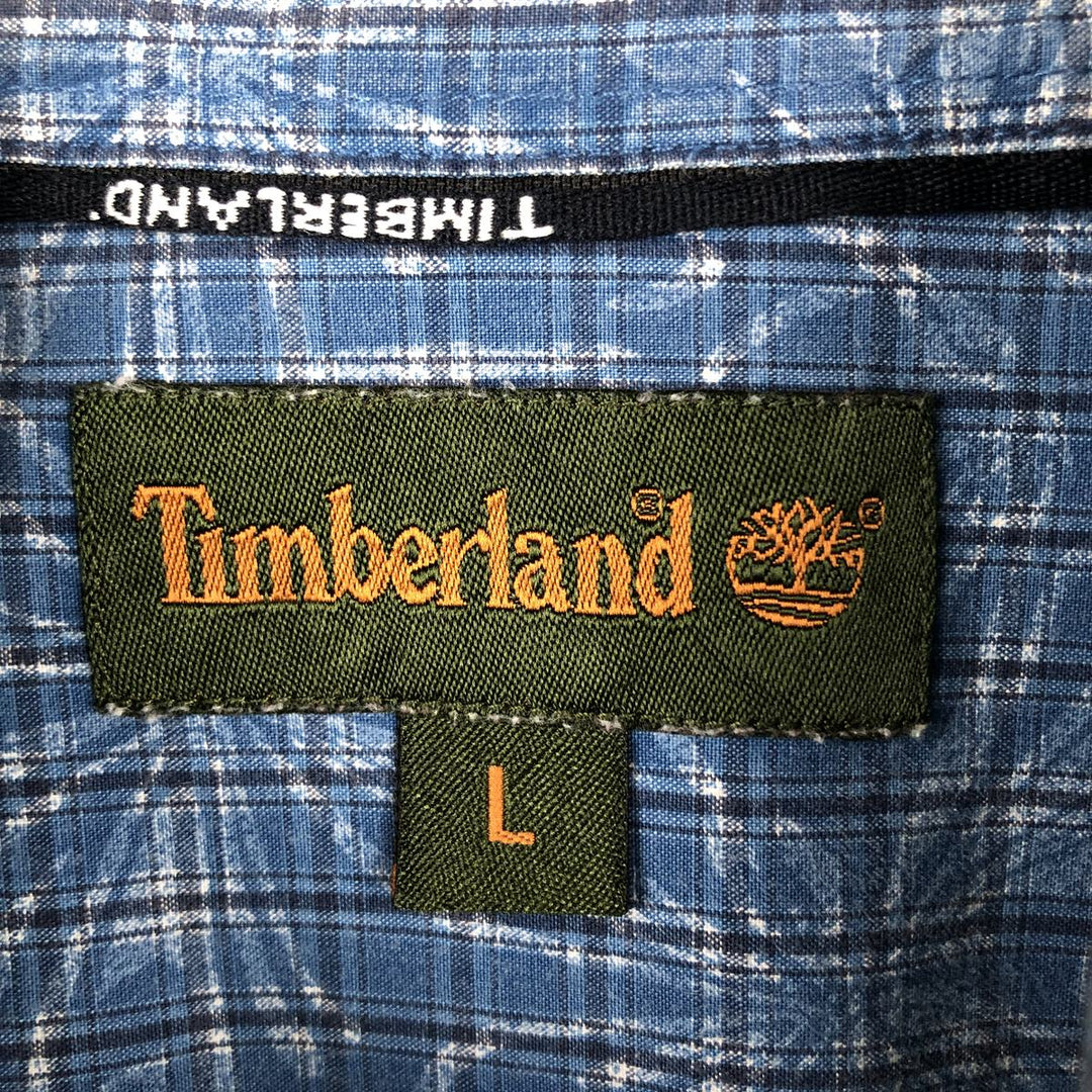 90s-00'S Timberland Check Pattern Short-Sleeve Cotton Shirt, Men's Size L (Equivalent), Vintage cotton blue type Vintage Second Hand