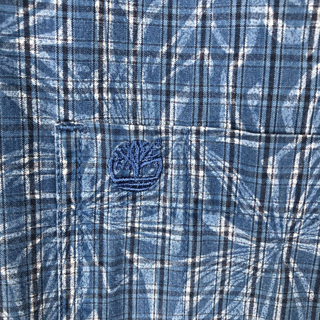 90s-00'S Timberland Check Pattern Short-Sleeve Cotton Shirt, Men's Size L (Equivalent), Vintage cotton blue type Vintage Second Hand