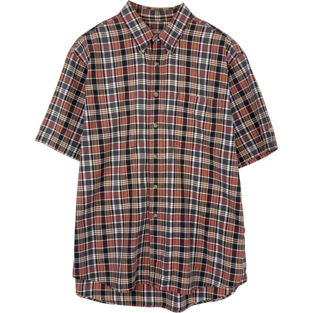 2000'S WOOLRICH Short Sleeve Button-Down Check Shirt, Men's Size L cotton navy blue type Vintage Second Hand