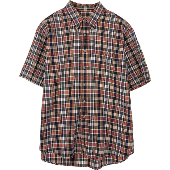 2000'S WOOLRICH Short Sleeve Button-Down Check Shirt, Men's Size L cotton navy blue type Vintage Second Hand