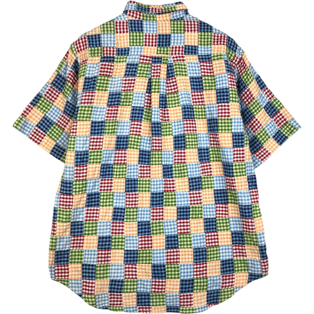 2000'S Orvis Gingham Check Patchwork Short-Sleeve Button-Down Check Shirt, Men's Size M (approx.) cotton green type Vintage Second Hand