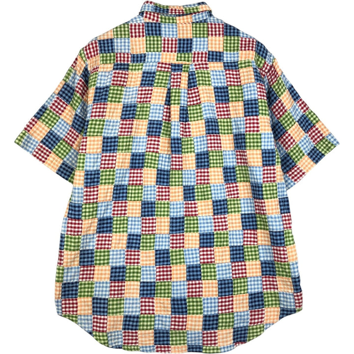 2000'S Orvis Gingham Check Patchwork Short-Sleeve Button-Down Check Shirt, Men's Size M (approx.) cotton green type Vintage Second Hand