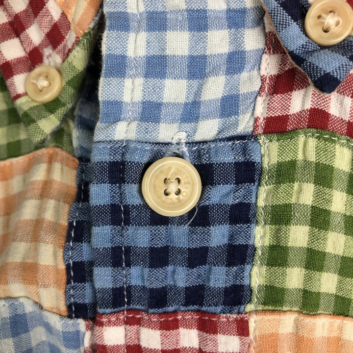 2000'S Orvis Gingham Check Patchwork Short-Sleeve Button-Down Check Shirt, Men's Size M (approx.) cotton green type Vintage Second Hand