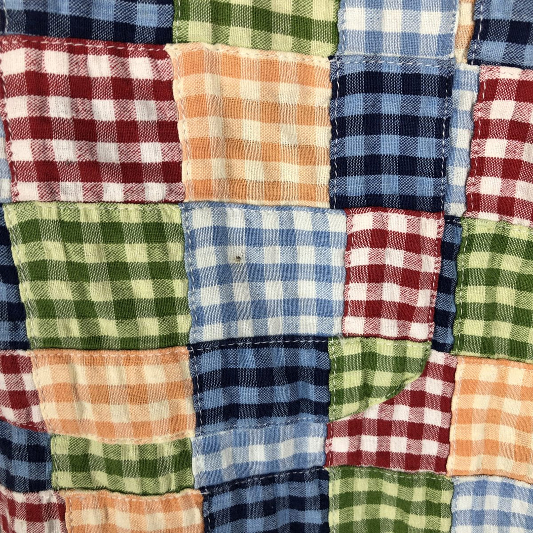 2000'S Orvis Gingham Check Patchwork Short-Sleeve Button-Down Check Shirt, Men's Size M (approx.) cotton green type Vintage Second Hand