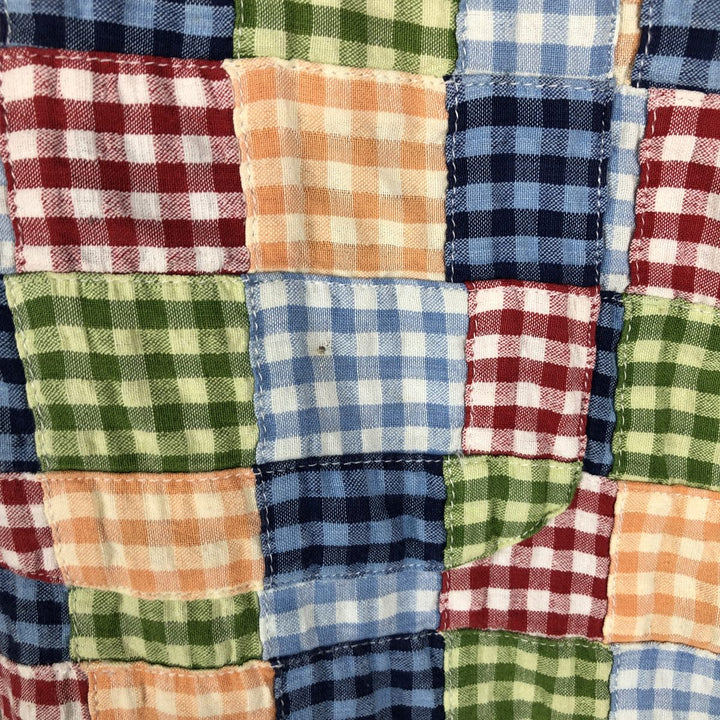 2000'S Orvis Gingham Check Patchwork Short-Sleeve Button-Down Check Shirt, Men's Size M (approx.) cotton green type Vintage Second Hand