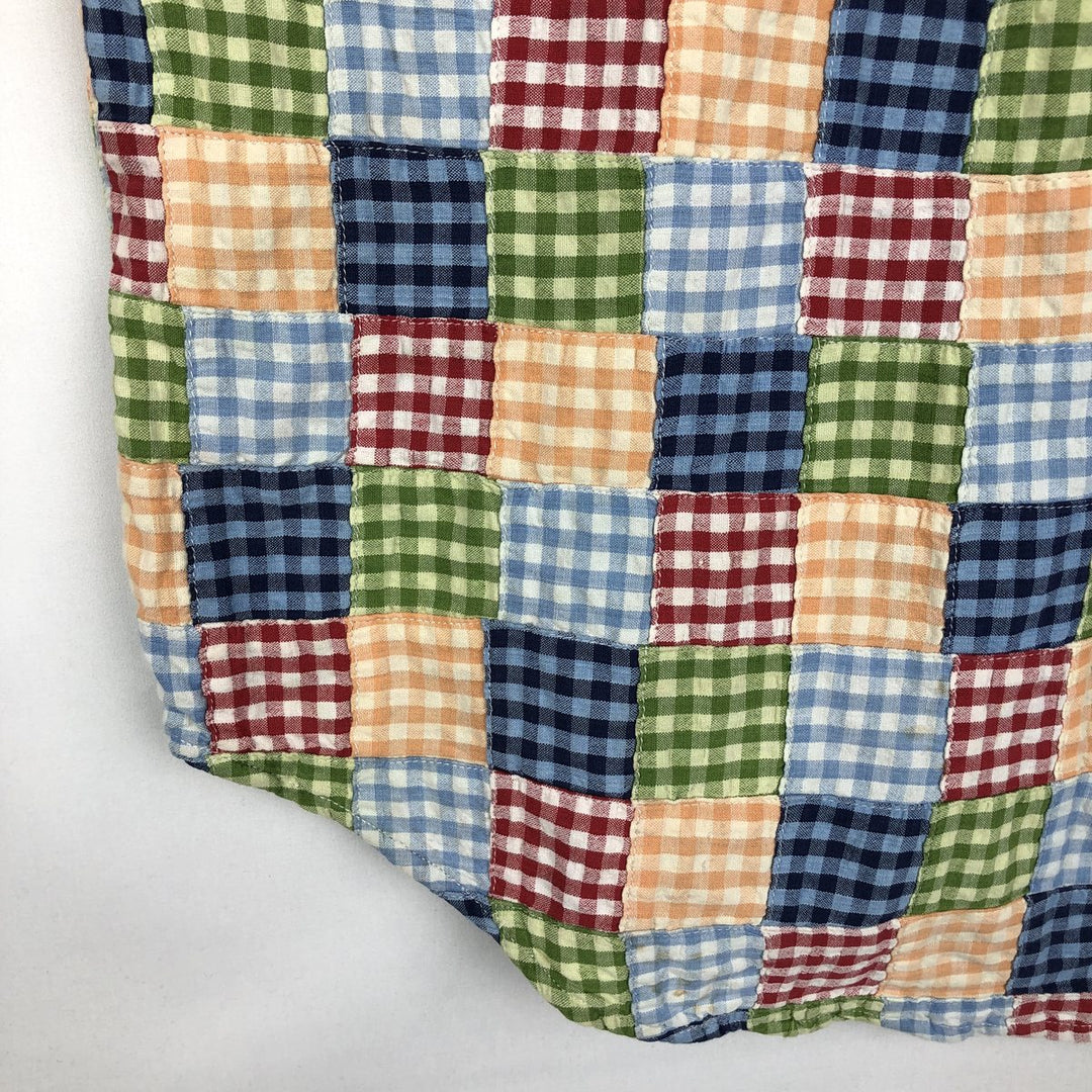 2000'S Orvis Gingham Check Patchwork Short-Sleeve Button-Down Check Shirt, Men's Size M (approx.) cotton green type Vintage Second Hand
