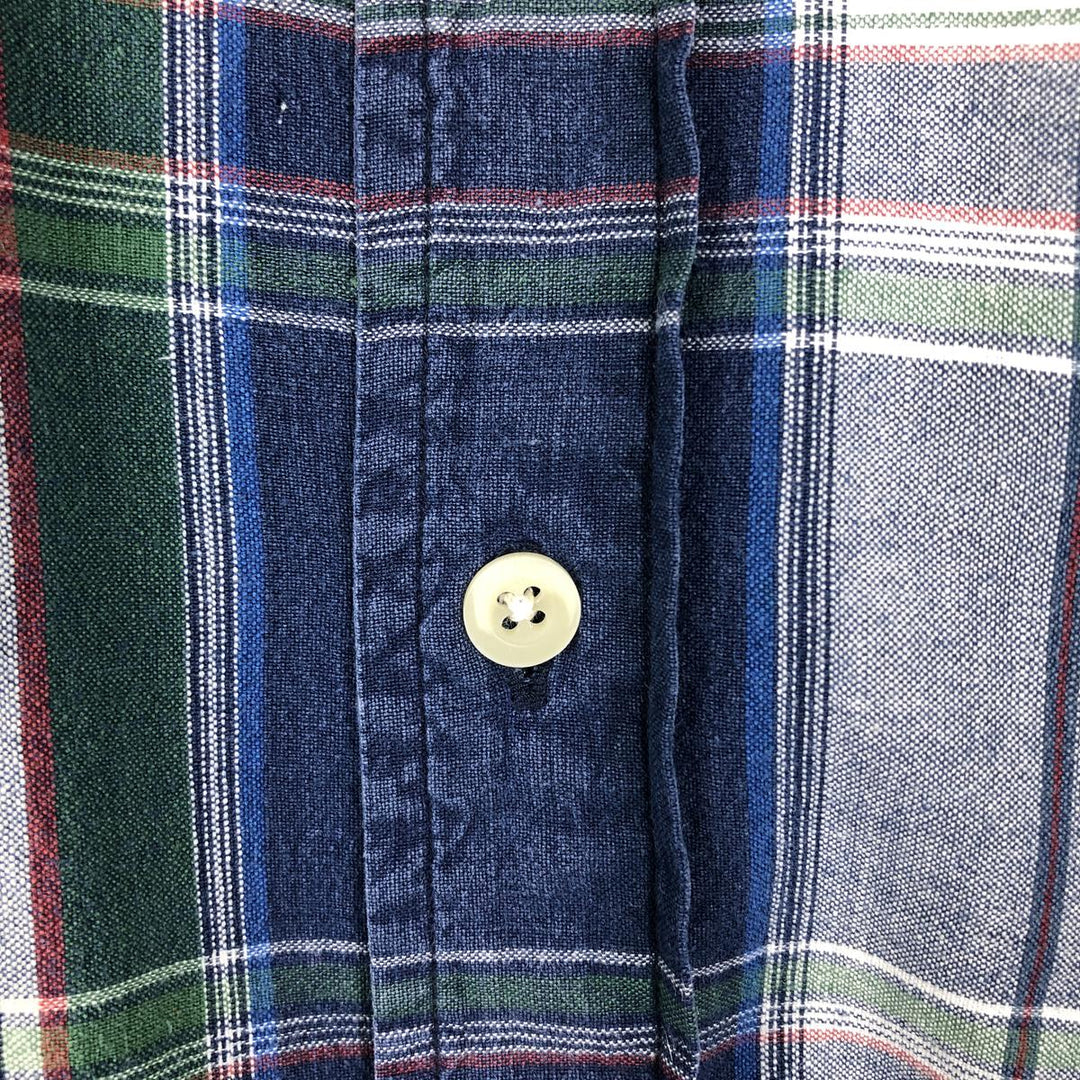 Eddie Bauer short sleeve button down check shirt, men's XL size cotton blue type Vintage Second Hand