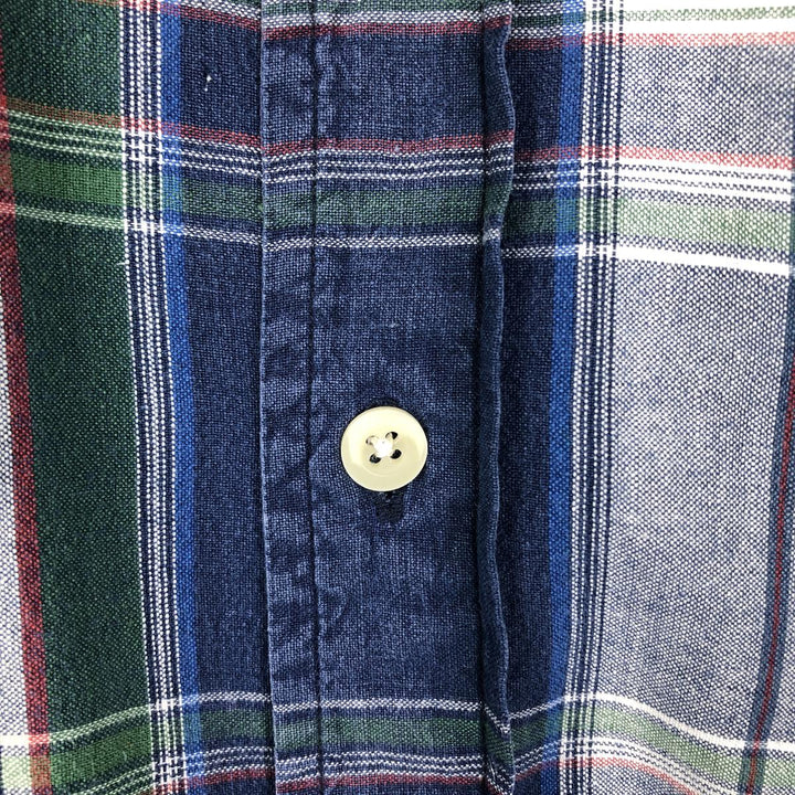 Eddie Bauer short sleeve button down check shirt, men's XL size cotton blue type Vintage Second Hand