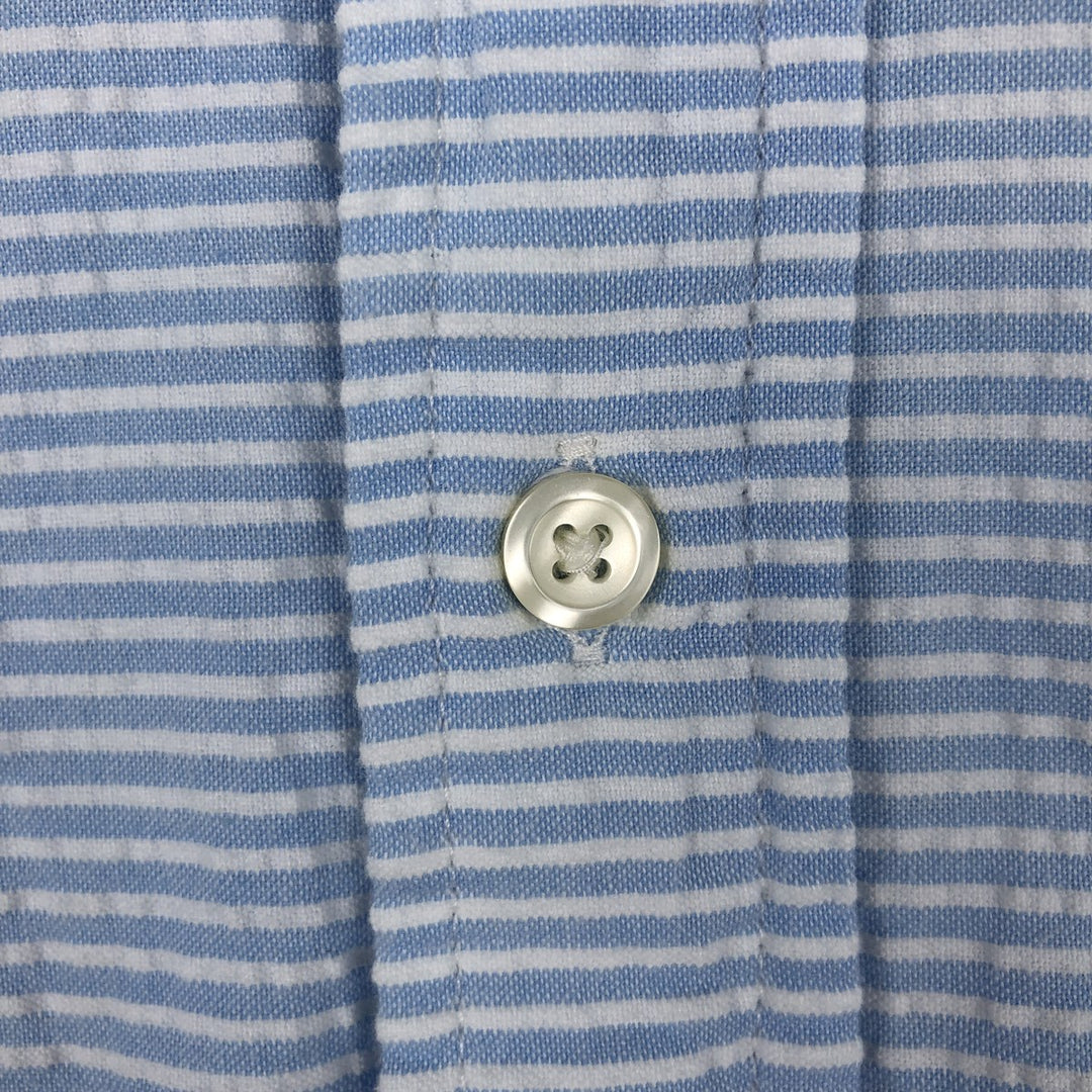 Brooks Brothers Stripe Pattern Gingham Check Pullover Seersucker Patchwork Short-Sleeve Button-Down Shirt cotton Blue type light blue Vintage Second Hand