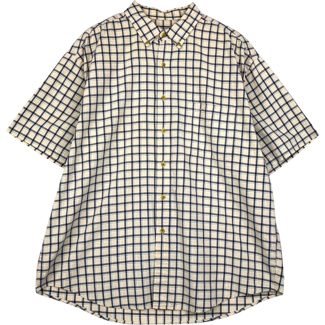 Eddie Bauer Long Sleeve Button-Down Check Shirt, Men's XL cotton Beige type Vintage Second Hand
