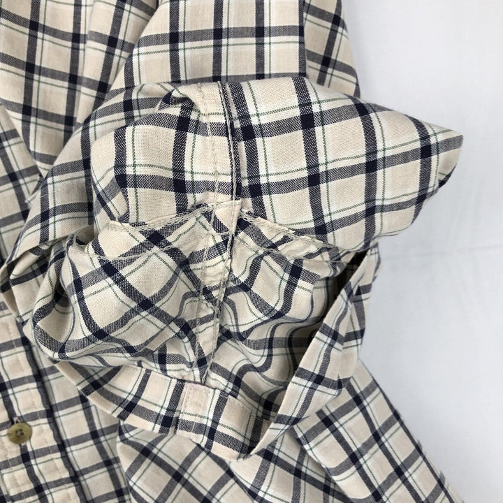 Eddie Bauer Long Sleeve Button-Down Check Shirt, Men's XL cotton Beige type Vintage Second Hand