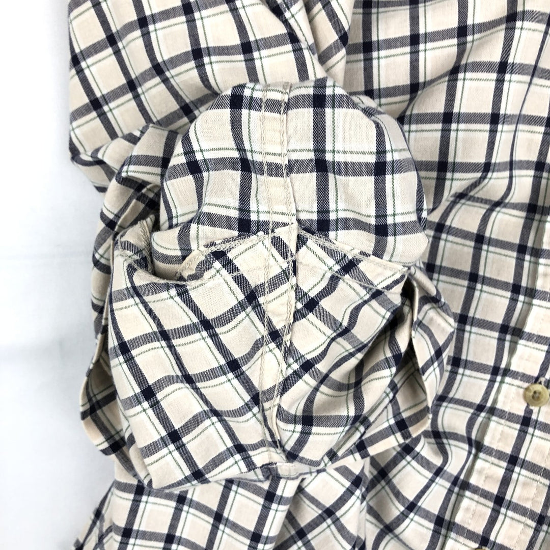 Eddie Bauer Long Sleeve Button-Down Check Shirt, Men's XL cotton Beige type Vintage Second Hand